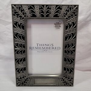 Things Remembered Black and Silver Ornate Scroll Swarovski crystal Photo Album